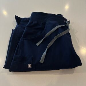 Figs Dark Blue Scrub Pants with Light Gray Accents